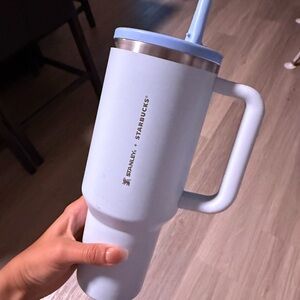 Stanley Light Blue Insulated Tumbler with Handle and Straw